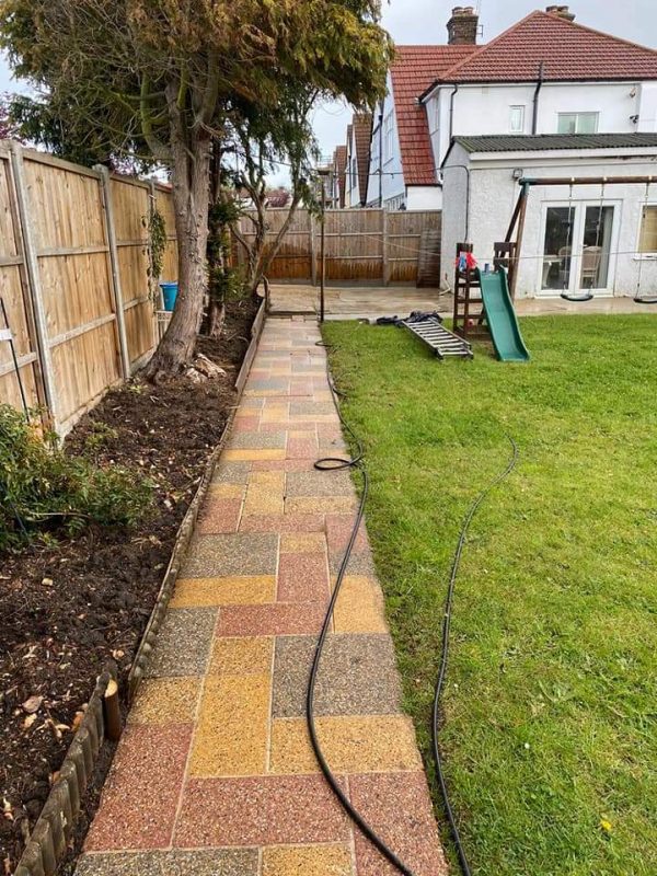 Garden pathway jet washed in London by Prestige