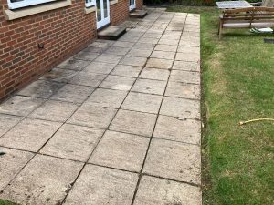 garden patio slabbing before cleaning