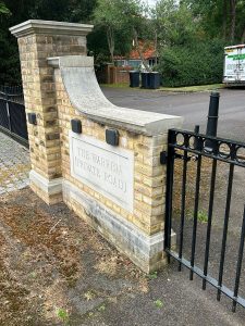 Private Road Gate Wall - Before Brick Cleaning