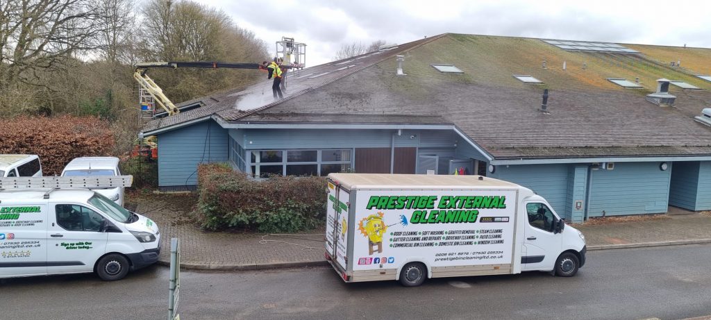 commercial roof cleaning and moss removal in Hampstead