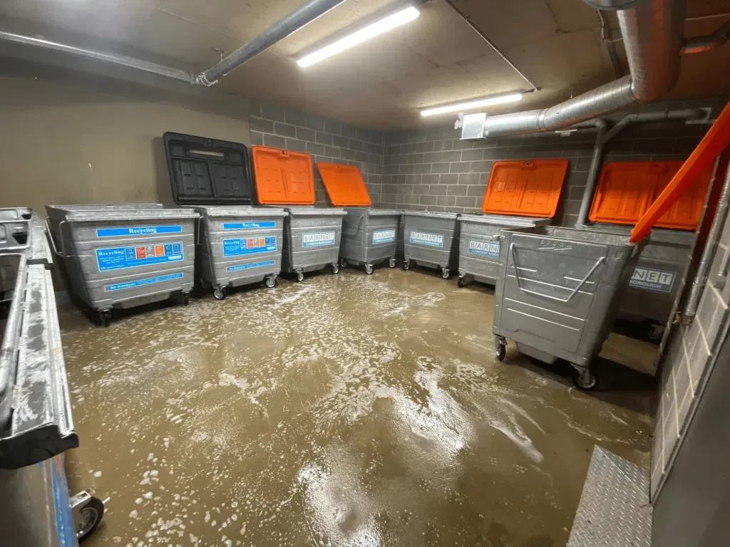 commercial bin store cleaning before