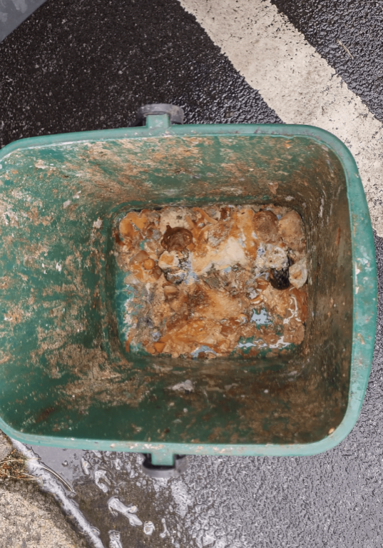 Filthy Caddy Bin Needing Professional Cleaning Service