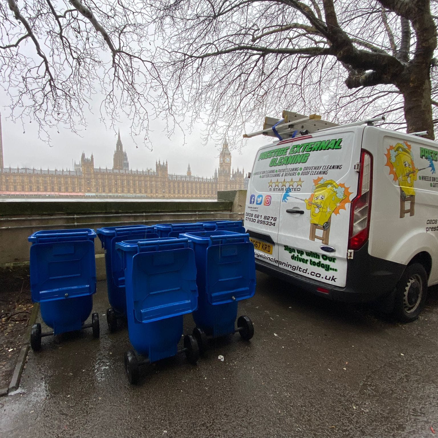 London Bin Cleaning by the River Thames