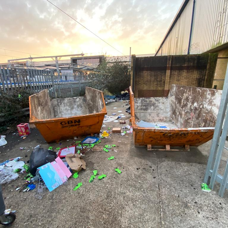 Skip area in London needing commercial clean up