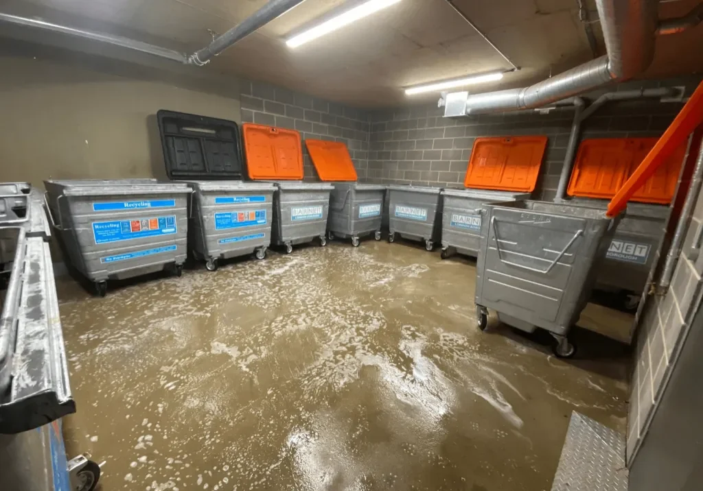 commercial bin store before Cleaning